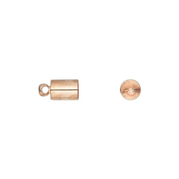 Cord end, glue-in, copper-plated brass, 7x5mm, approximately 4.4mm inside diameter. Sold per pkg of 10. image number 0