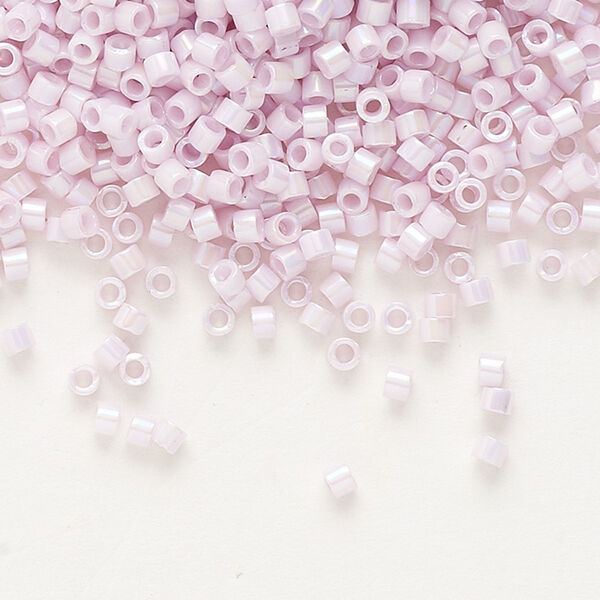 Seed bead, Delica®, glass, pkg/7.5g, #11 round, opaque glass enamel rainbow pale rose (DB-1504). image number 0