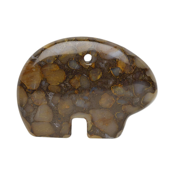 Focal, brown opal (stabilized), 35x25mm Zuni-style bear, B grade, Mohs hardness 5 to 6-1/2. Sold individually. image number 0