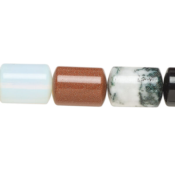 Bead, multi-gemstone (natural/dyed/manmade), mixed colors, 14x10mm drum, Mohs hardness 3-7. Sold per 15-inch strand, approximately 25 beads. image number 0