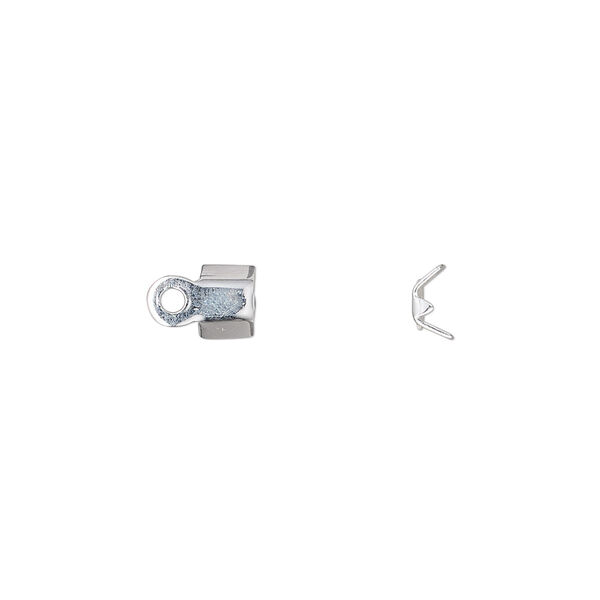 Cord end, fold-over, sterling silver-filled, 4x4mm, 2mm inside diameter. Sold per pkg of 6. image number 0