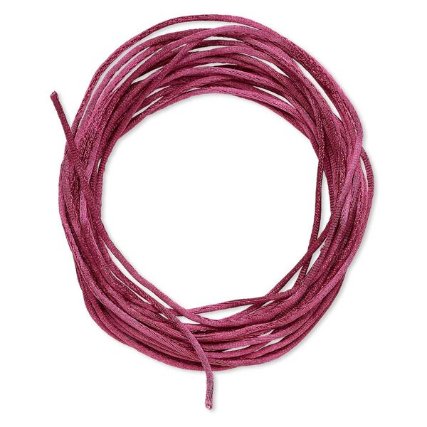 Cord, Satinique™, satin, dark rose, 1mm mini. Sold per pkg of 10 feet. image number 0