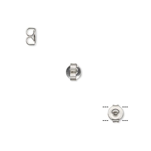 Earnut 1pkg20, 5x4.5mm round, stainless steel 10 pair image number 0