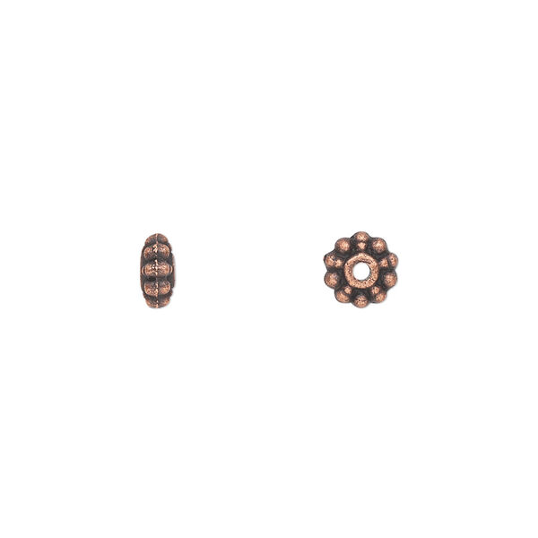 Bead, antique copper-plated "pewter" (zinc-based alloy), 6x3mm double-sided rondelle. Sold per pkg of 100. image number 0