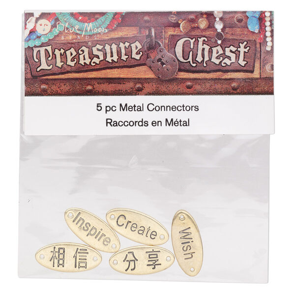Link, antique gold-finished "pewter" (zinc-based alloy), 20x9mm two-sided oval with assorted affirmations. Sold per pkg of 5. image number 0