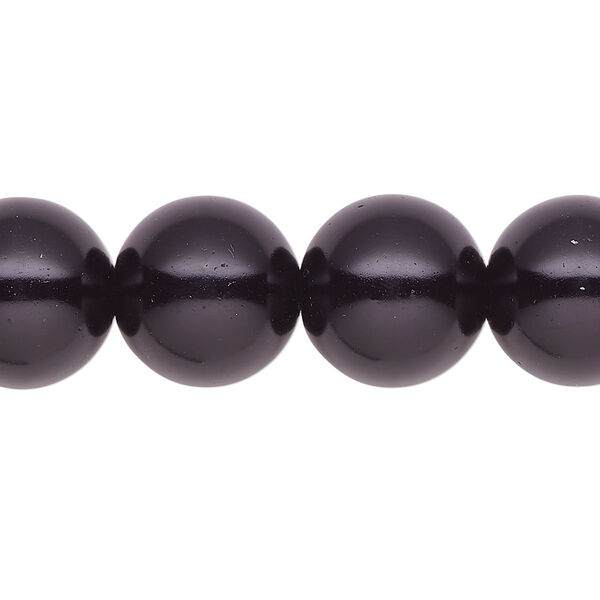 Pearl 1pk black, Celestial Crystal® 14mm round 15.5-16 inch image number 0