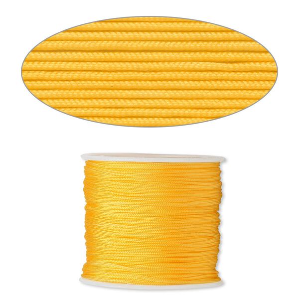 Cord, imitation silk, yellow, 1mm. Sold per 100-foot spool. image number 0
