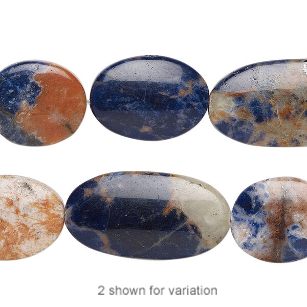 Orange sodalite 1pkg1, hand-cut flat oval bead natural 8 inch 15x13mm-26x14mm image number 0