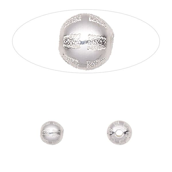Bead, sterling silver, 6mm round with laser-cut square pattern. Sold per pkg of 2. image number 0