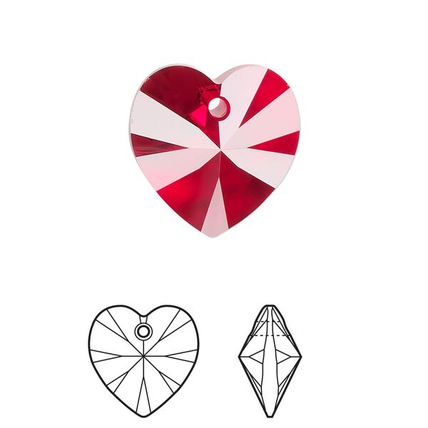 Drop 2pk Siam, Crystal Passions® 18mm pendant heart 6228 image number 0
