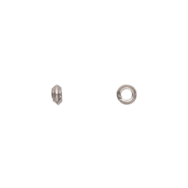 Bead, Hill Tribes, antiqued sterling silver, 4x2mm rondelle. Sold per pkg of 12. image number 0