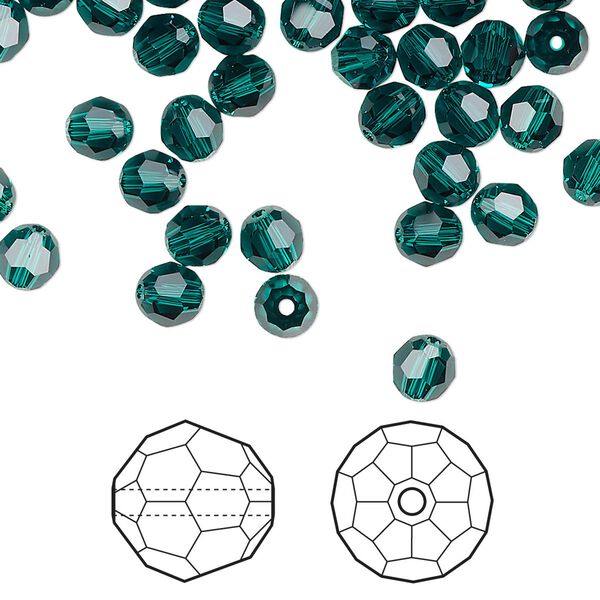 Bead 720pk emerald, Swarovski® 5mm round 5000 image number 0