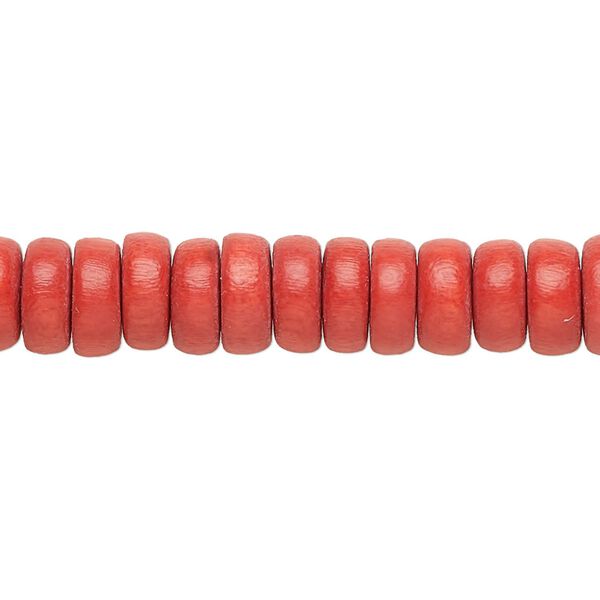 Bead, Taiwanese cheesewood (dyed / waxed), dark orange, 8x4mm rondelle. Sold per pkg of (2) 15-1/2" to 16" strands. image number 0