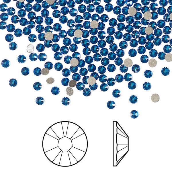 Flat back 1440pk crystal Bermuda blue foil back, Swarovski® 2.1-2.3mm rose round SS7 2058 image number 0