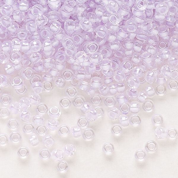 Seed bead, Preciosa Ornela Czech glass, pkg/500g, #11 rocaille, translucent color-lined luster pastel violet, (382PV). image number 0