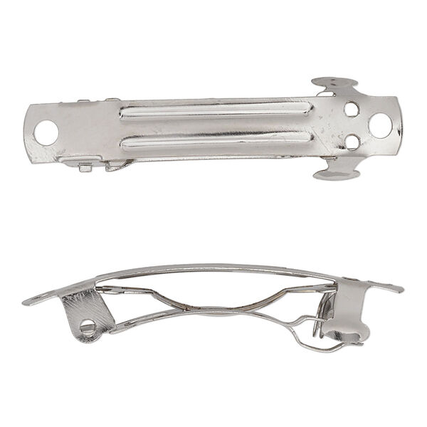 Barrette, nickel-finished steel, 40x7mm with 2 holes. Sold per pkg of 10. image number 0
