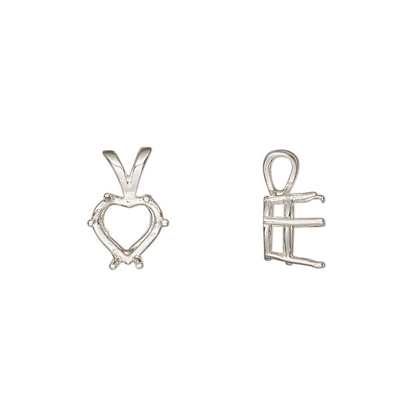 Pendant, Sure-Set™, sterling silver, 8mm with pre-notched 6-prong heart basket setting. Sold individually. image number 0
