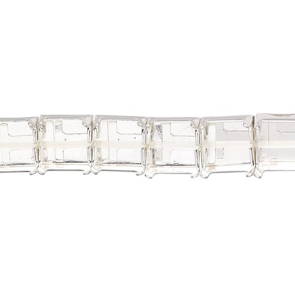 Bracelet component, silver-finished brass and steel, 8mm wide cupchain with (20) SS39 settings, 7 inches with 1-inch extender chain and lobster claw clasp. Sold individually. image number 0