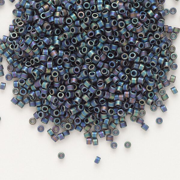 Seed bead, Delica®, glass, pkg/50g, #11 round, opaque matte rainbow black (DB-0871). image number 0