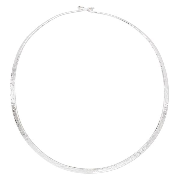 Neckwire, silver-plated steel, 5mm flat hammered, 17 inches with hook clasp. Sold individually. image number 0