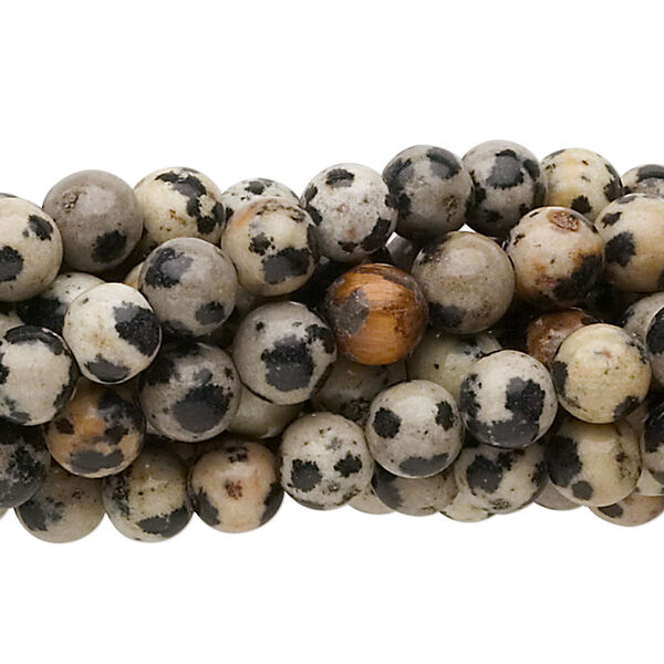 Dalmatian jasper 1pkg10, round bead natural C grade, 15.5-16 inch 6mm image number 0