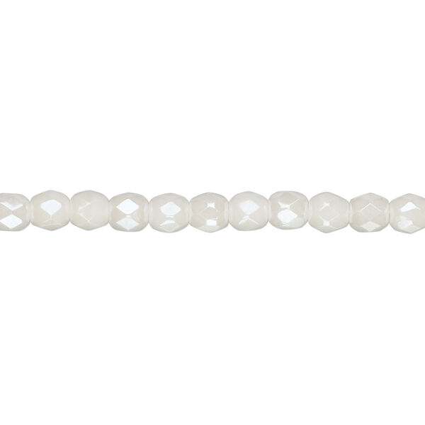 Bead, Czech fire-polished glass, light ivory luster, 4mm faceted round. Sold per 15-1/2" to 16" strand, approximately 100 beads. image number 0