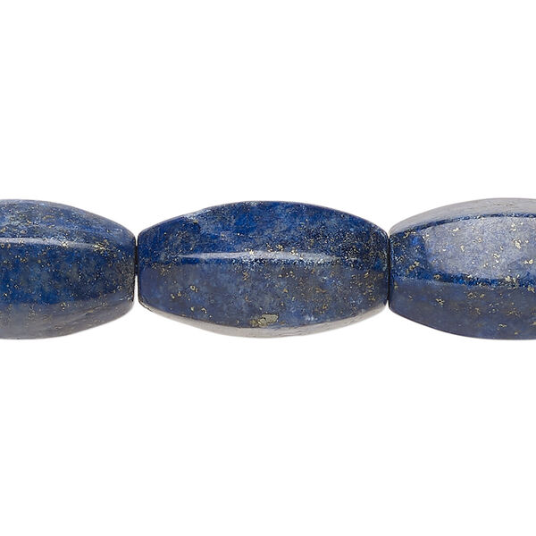 Lapis lazuli 1pkg1, 6-sided oval bead 15.5-16 inch 20x10mm-21x11mm image number 0