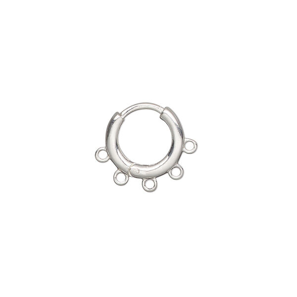 Earring, sterling silver, 12mm round hoop with 5 closed loops and hinged closure. Sold per pair. image number 0