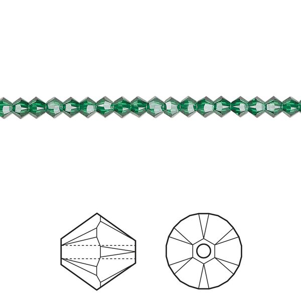 Bead 1440pk majestic green, Swarovski® 3mm XILION bicone 5328 image number 0