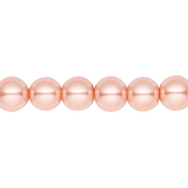 Bead, crystal pearl, peach, 8mm round. Sold per pkg of (2) 15-1/2" to 16" strands, approximately 100 beads. image number 0