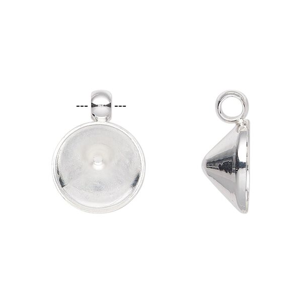 Drop, Almost Instant Jewelry®, silver-plated brass, 14mm round with SS55 chaton setting. Sold per pkg of 4. image number 0