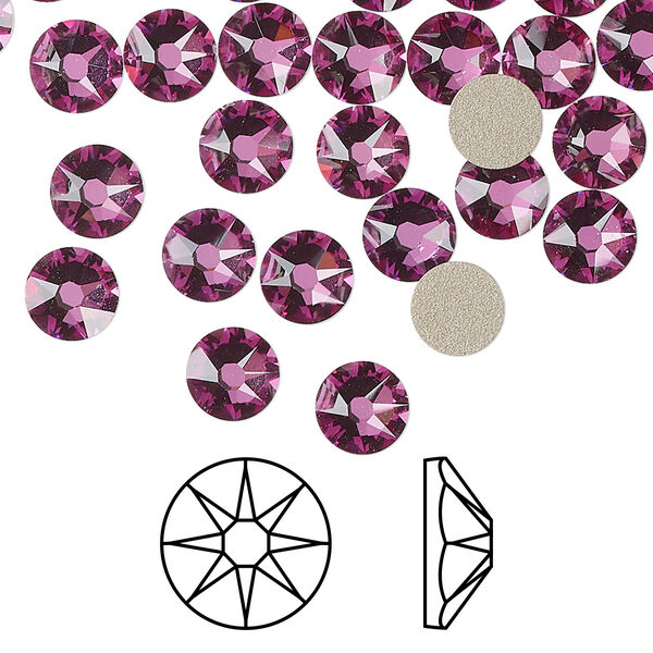 Flat back 288pk dark rose foil back, Swarovski® 6.32-6.5mm XIRIUS rose round SS30 2088 image number 0