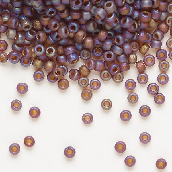 Seed bead, Miyuki, glass, pkg/250g, #8 rocaille, translucent matte rainbow dark topaz (RR-134FR). image number 0