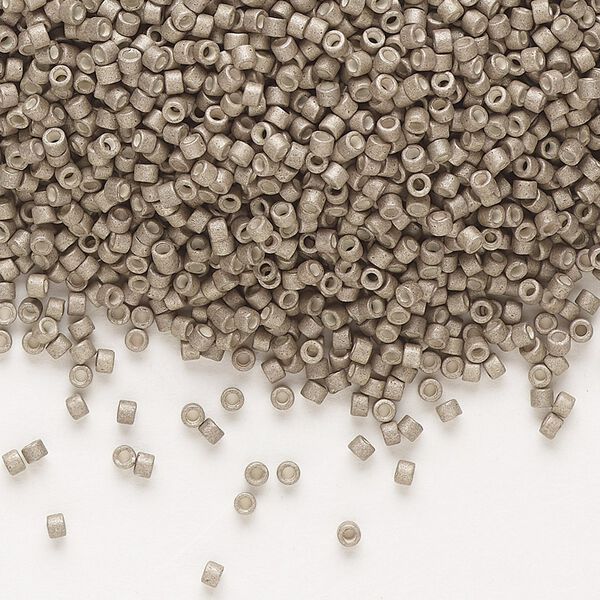 Seed bead, Delica®, glass, pkg/50g, #11 round, opaque matte galvanized pewter (DB-1169). image number 0