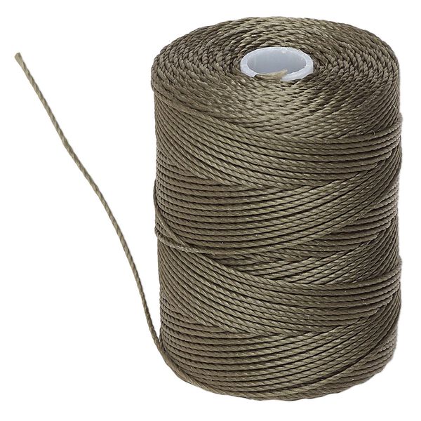 Thread, C-Lon®, nylon, olive, 0.5mm diameter. Sold per 92-yard spool. image number 0