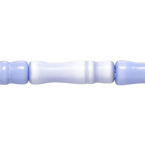 Bead, cat's eye glass (fiber optic glass), blue, 26x6mm-26x8mm bamboo. Sold per 15-inch strand, approximately 15 beads. image number 0