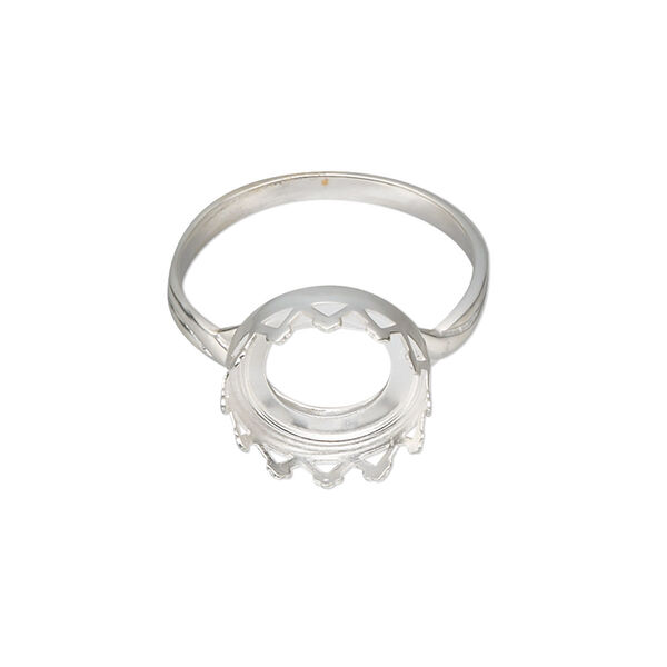 Ring, sterling silver, 13mm wide with 12mm round cabochon bezel setting, size 9. Sold individually. image number 0