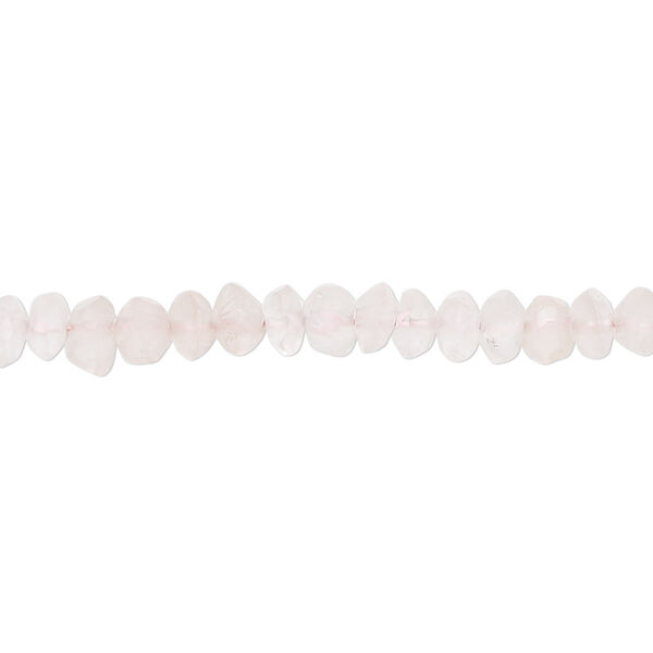 Bead, rose quartz (natural), light, 4x2mm-5x4mm hand-cut faceted saucer, C grade, Mohs hardness 7. Sold per 14-inch strand. image number 0