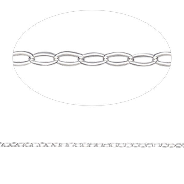 Chain, Gossamer™, sterling silver, 1.1mm flat cable. Sold per pkg of 5 feet. image number 0