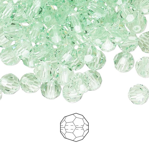 Bead 144pk chrysolite, Preciosa Czech crystal 6mm round image number 0