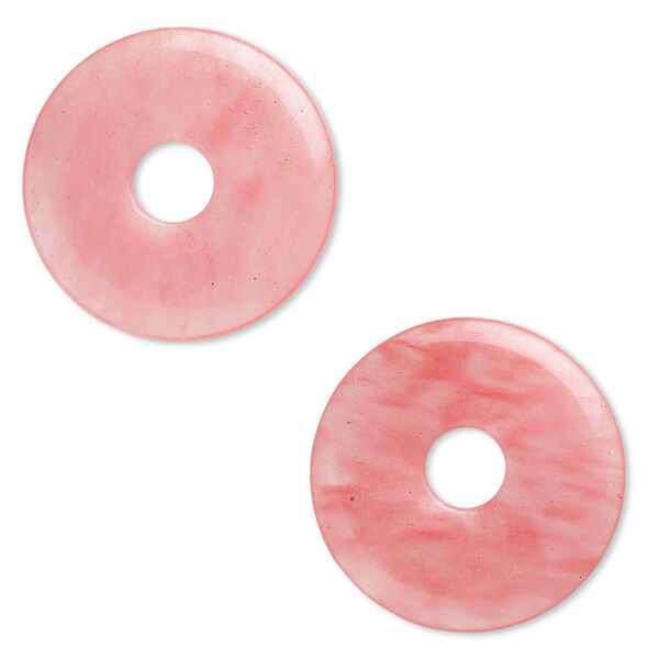 Focal, cherry "quartz" glass, 40mm round donut. Sold per pkg of 2. image number 0