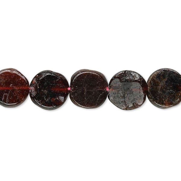 Garnet 1pkg1, hand-cut flat round bead natural 15.5-16 inch 8-10mm image number 0