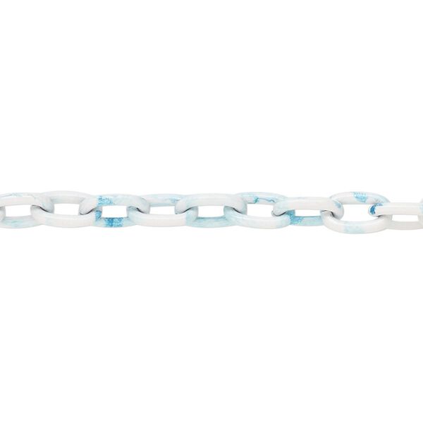 Chain, aluminum, pkg/23 inches, sky blue and white, 4-5mm cable. image number 0