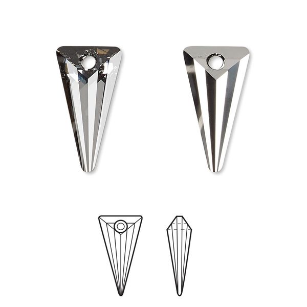 Drop 6pk crystal silver night, Crystal Passions® 18x10mm pendant spike 6480 image number 0