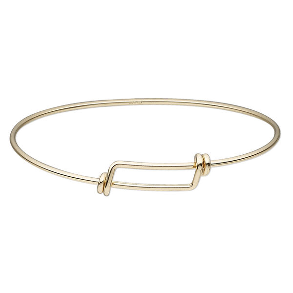 Bracelet, bangle, 14Kt gold-filled, 1.5mm wide, adjustable from 7 to 7-1/2 inches. Sold individually. image number 0