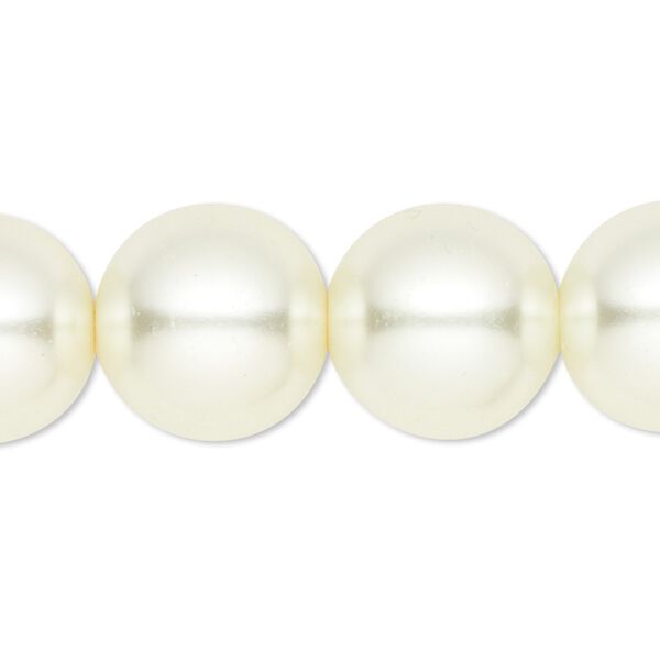 Bead, crystal pearl, ivory, 16mm round. Sold per 15-1/2" to 16" strand, approximately 25 beads. image number 0