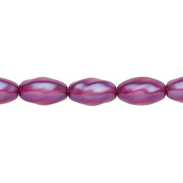 Bead, Czech pressed glass, pearlized purple, 12x7mm oval. Sold per 15-1/2" to 16" strand, approximately 30 beads. image number 0