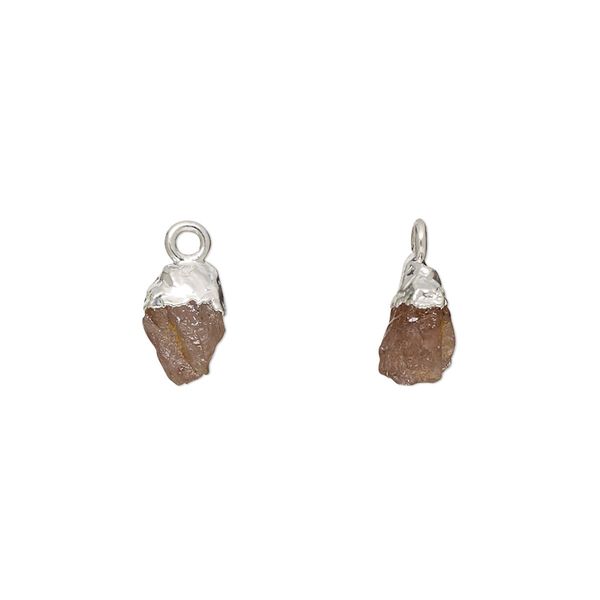 Pink tourmaline / sterling silver 1pkg1, electrocoated hand-cut nugget drop natural 8x5mm-9x7mm image number 0