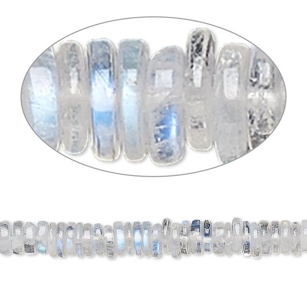 Rainbow moonstone 1pkg1, hand-cut rondelle bead natural 8 inch 4x1mm-6x2mm image number 0