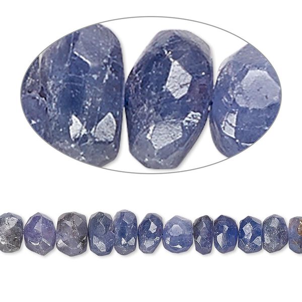 Tanzanite 1pkg1, hand-cut faceted rondelle bead 15.5-16 inch graduated 4x3mm-7x5mm image number 0
